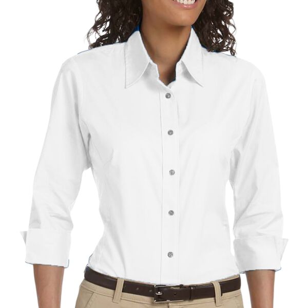 Ladies' Perfect Fit™ Three-Quarter Sleeve Stretch Poplin Blouse Thumbnail