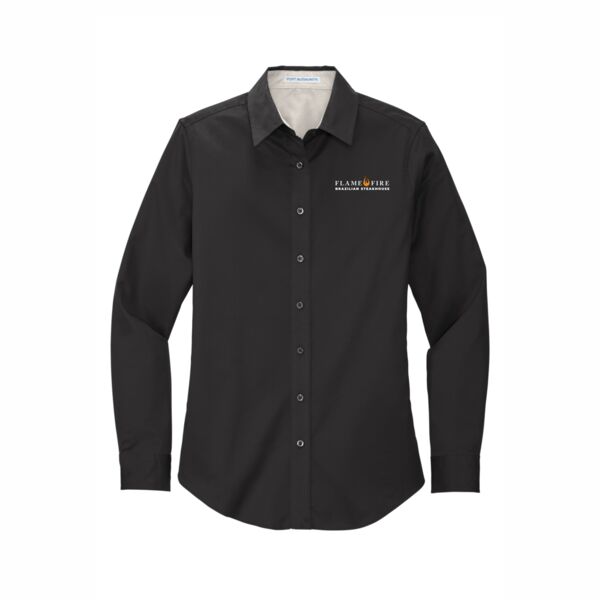 LADIES SERVER SHIRT-S608 LADIES PORT AUTHORITY LONG SLEEVE EASY CARE SHIRT EMBROIDERED LEFT CHEST Thumbnail