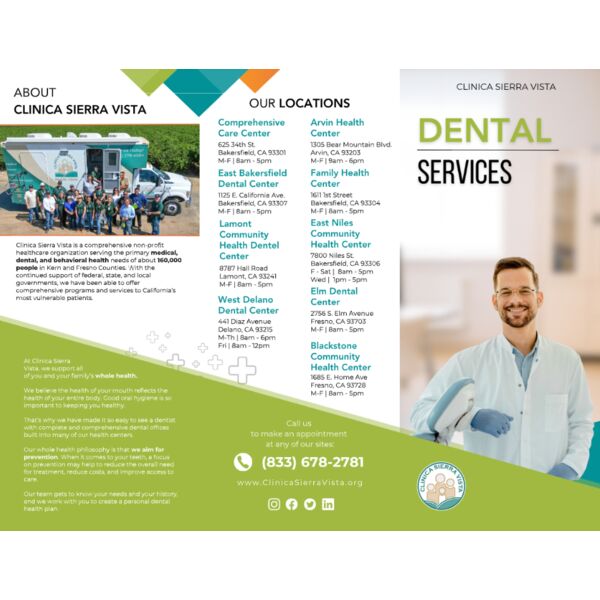 Trifold CSV Dental Font and Back English Thumbnail