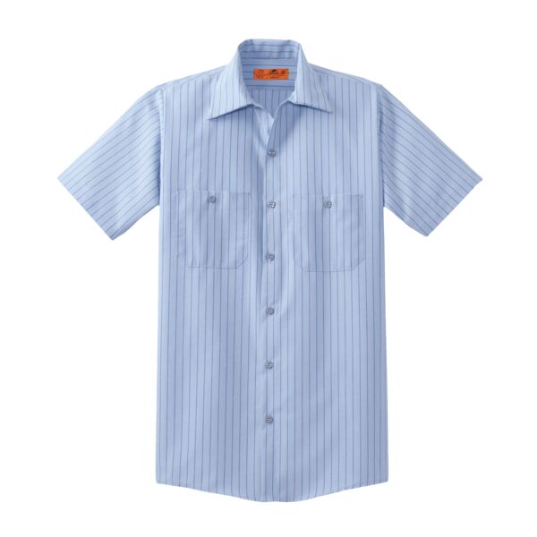 Short Sleeve Striped Industrial Work Shirt Thumbnail