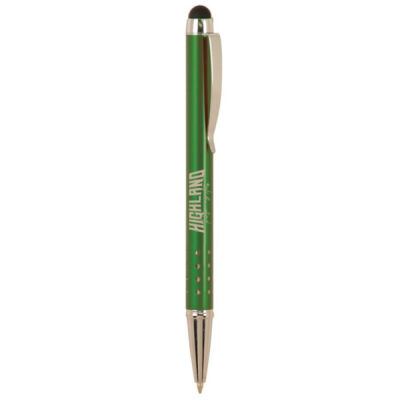 Green with Silver Trim Laserable Pen with Stylus Thumbnail